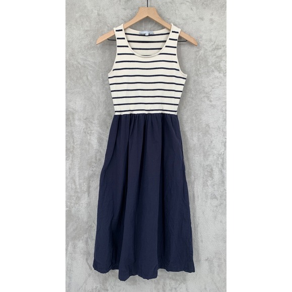 Baltic Born Dress Small Navy White Striped Sleeveless Nautical Preppy Resort - Picture 1 of 9